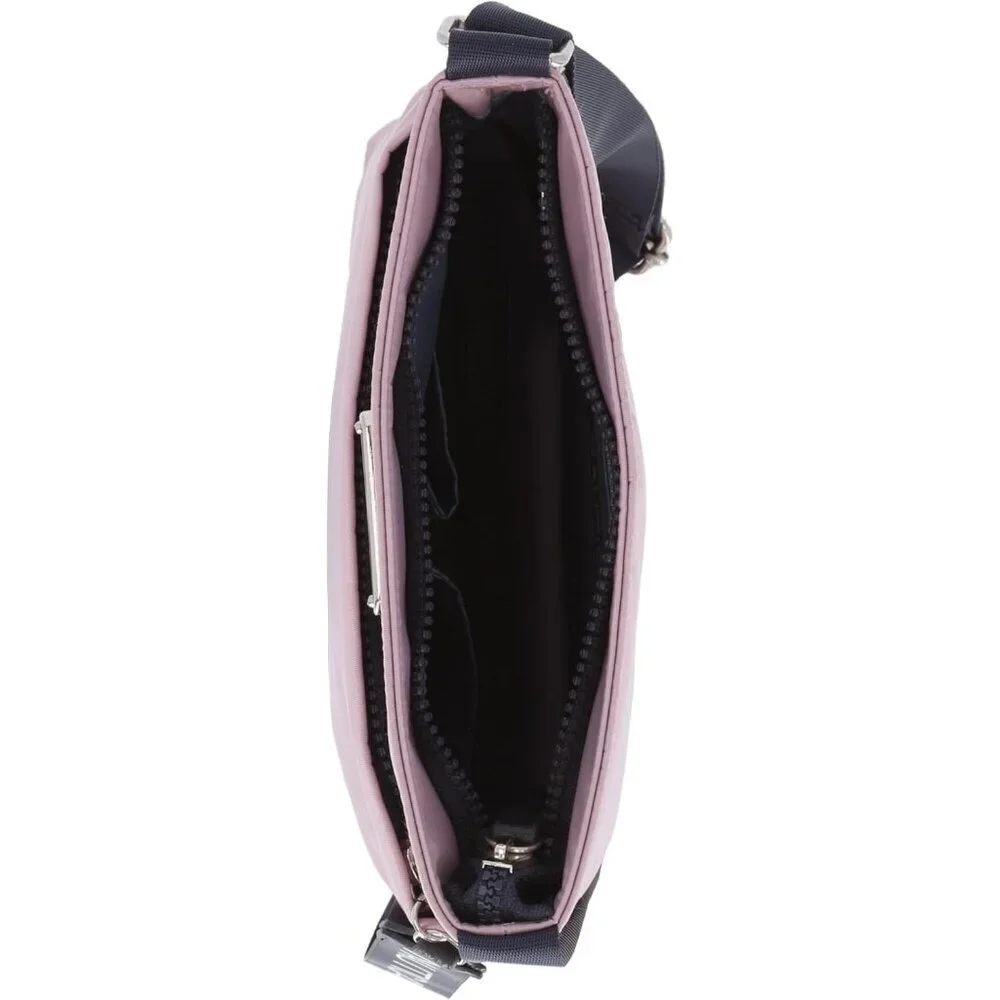 Women's Lilac Rose Nylon Crossbody Bag Purse with Adjustable Shoulder Strap